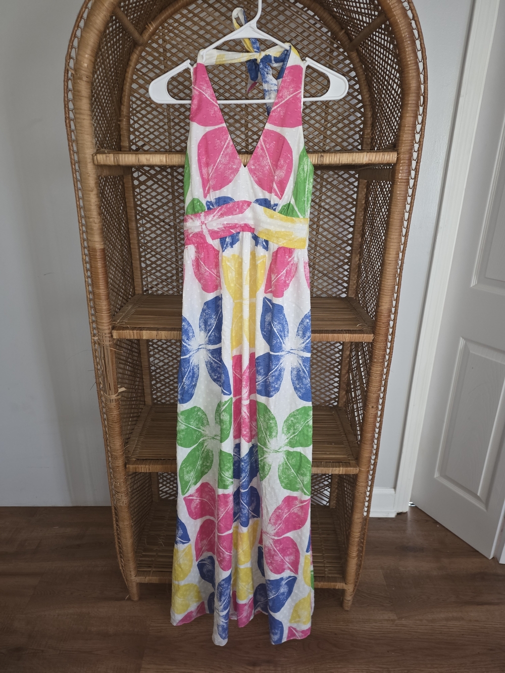 Tropical Halter Maxi Dress in Bright Floral Print